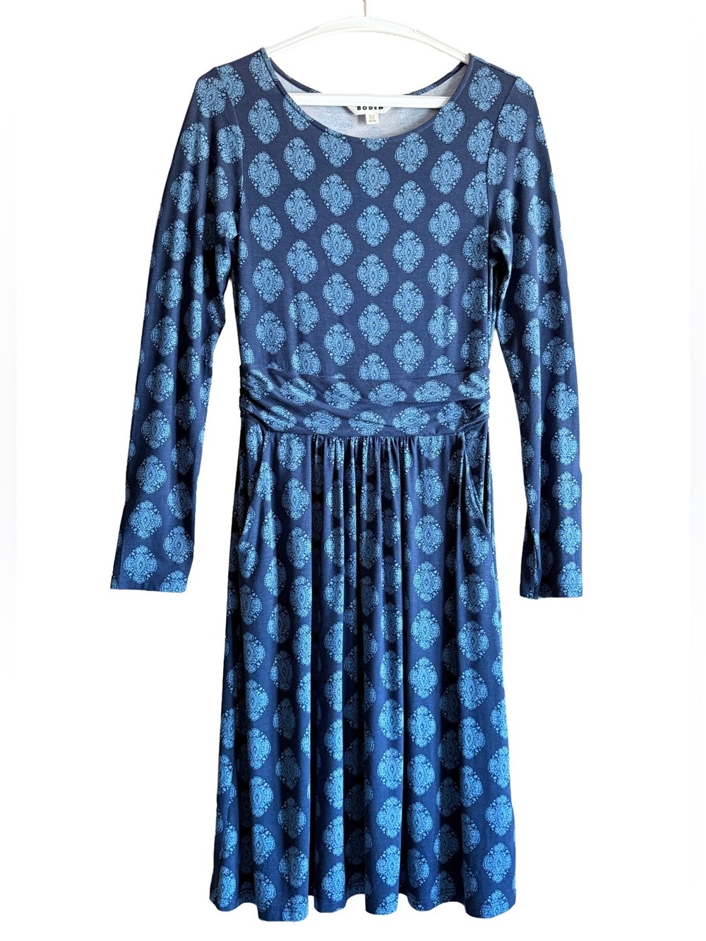 Boden Abigail Jersey Dress US Women’s 2R French Navy Mosaic Fit & Flare Pockets